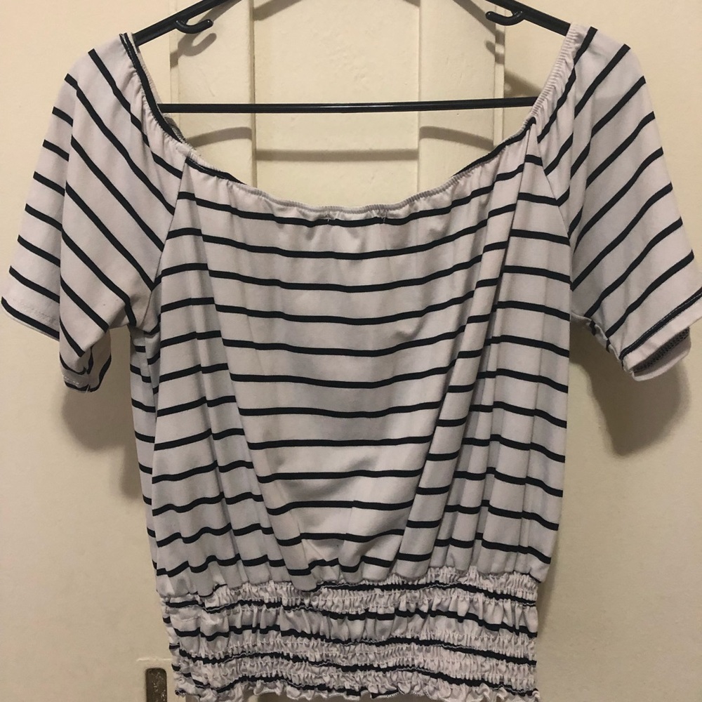 Off shoulder striped top